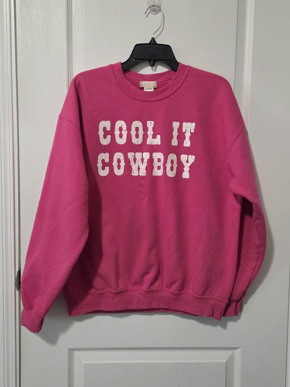 Altar'd State Hot Pink 'Cool It Cowboy' Crewneck Sweatshirt
